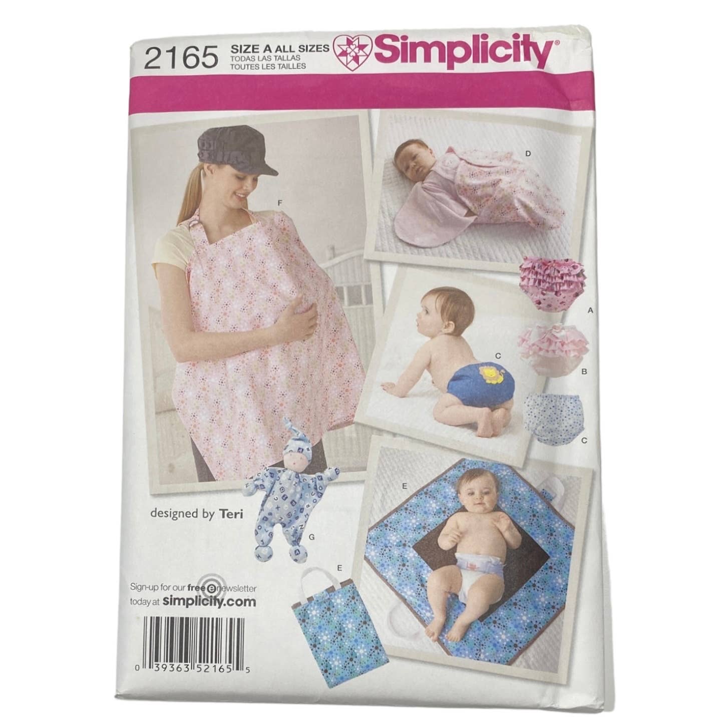 2011 Simplicity 2165 Pattern Diaper Cover Bunting Mat Nursing One Size Uncut 310