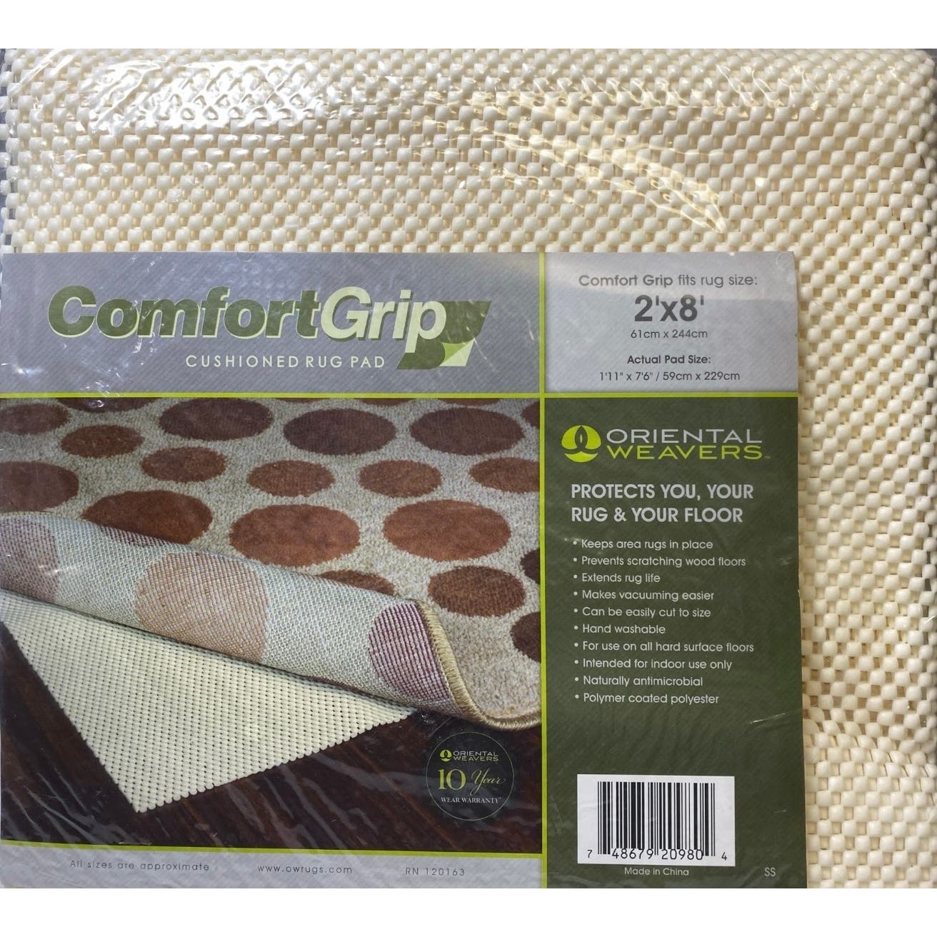 Non Slip Rug Pad Comfort Grip 2 X 8 Feet Pad for Any Hard Surface Floor NEW