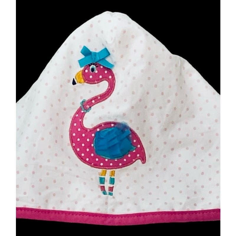 Hooded Flamingo Towel For Kids 100% Cotton For Beach Bath Pool 28x52 Inches NWT