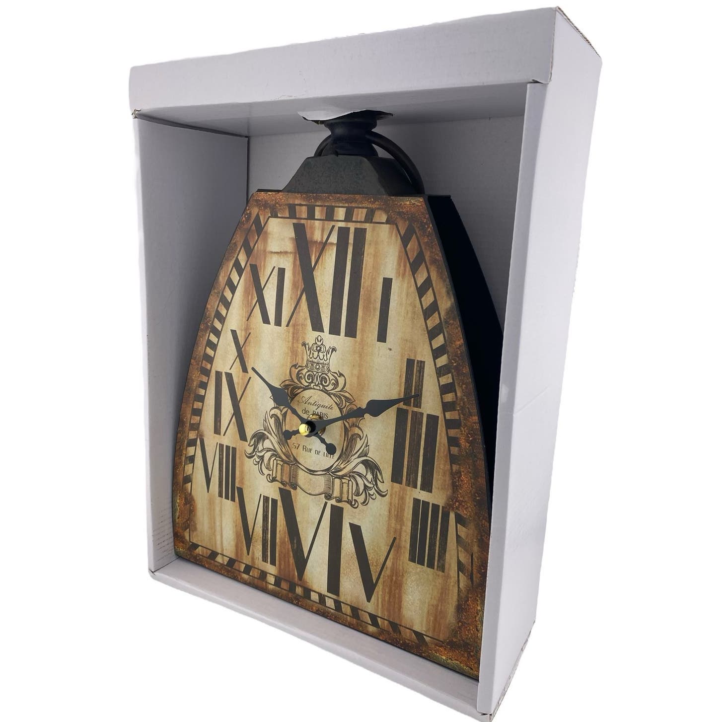 Kettle Bell Clock Shed Collection Brown Metal Wall Mantel Desk Shelf 9x12.7" NEW