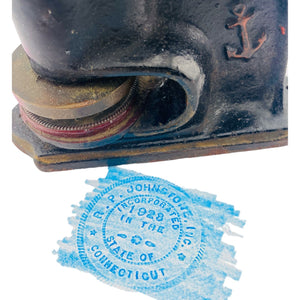 Antique Iron 1923 RP Johnstone Connecticut Corporate Seal Embosser Stamp Press