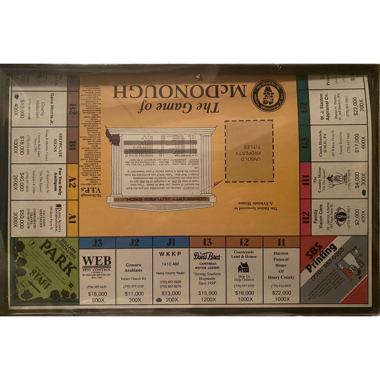Family Board Game City of McDonough Monopoly Styled Traditional Fun SEALED NIB