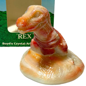 Boyds Crystal Art Glass Rex the Dinosaur 1994 Vanilla Coral Slag Swirl VTG Boxed