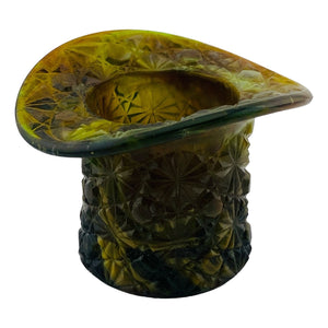 Boyd Glass Daisy Button VTG Hat Pin Holder 1999 Autumn Harvest Swirl