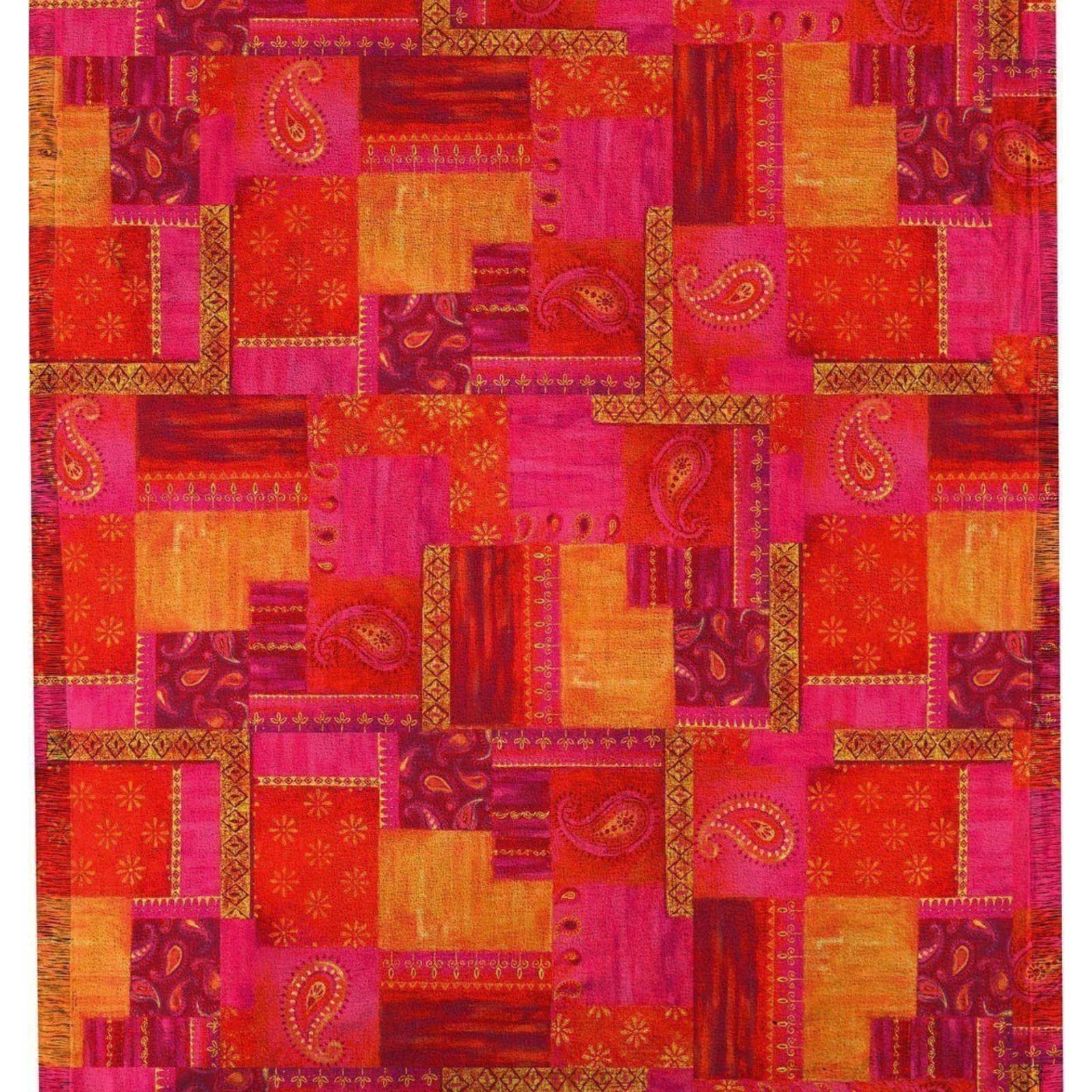 Abstract Paisley Throw Blanket Decorative Moroccan Patchwork Orange 50x60" NEW