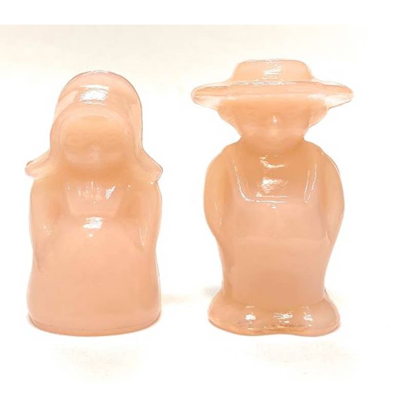 Boyd Art Glass Eli & Sarah Amish Children Figurine Couple 1999 Rosie Pink B399