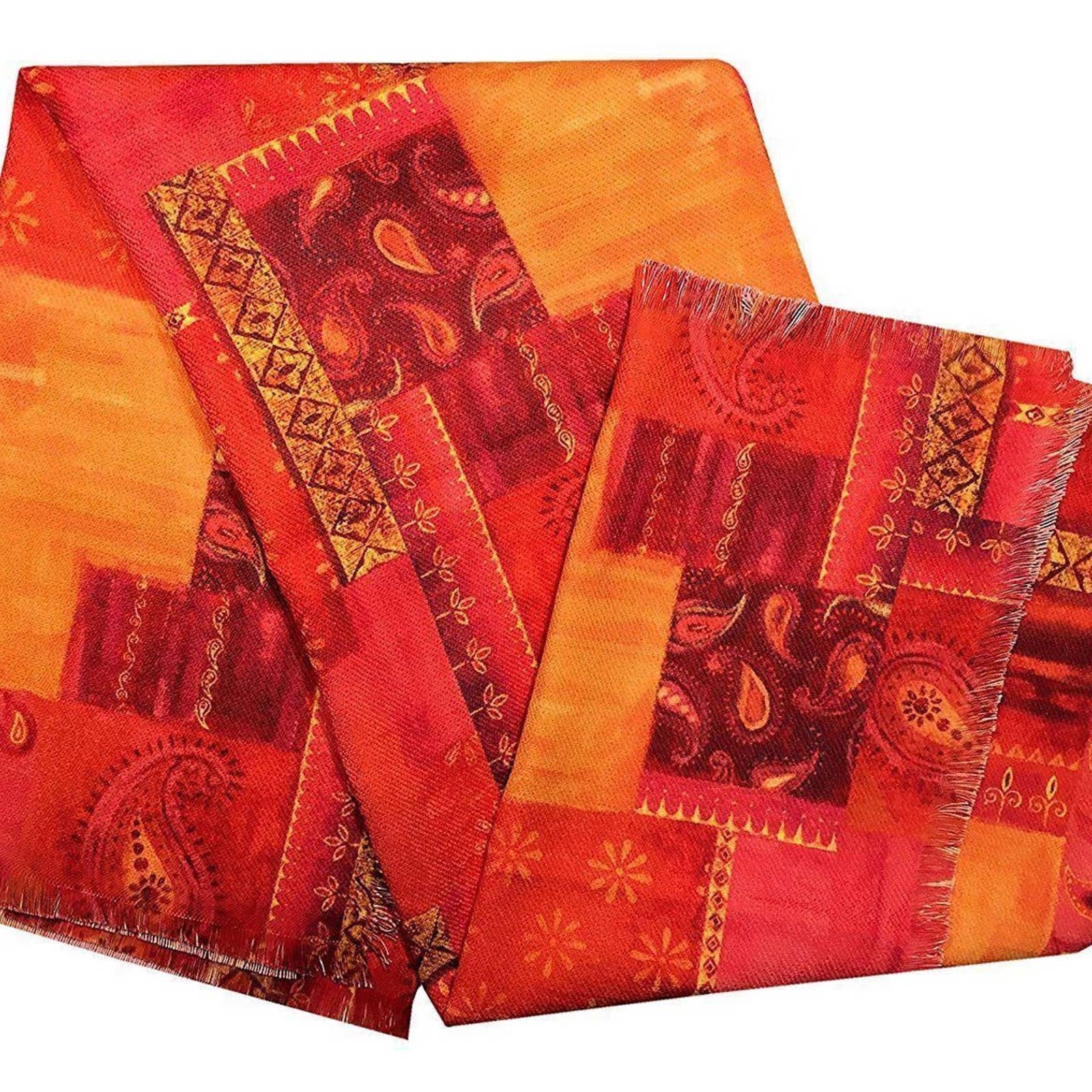 Abstract Paisley Throw Blanket Decorative Moroccan Patchwork Orange 50x60" NEW