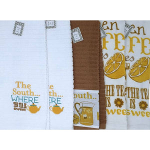 5 Pc Set Simply Southern Saying Sweet Tea Absorbent Kitchen Towels 100% Cotton