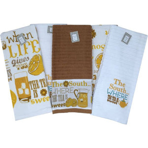 5 Pc Set Simply Southern Saying Sweet Tea Absorbent Kitchen Towels 100% Cotton