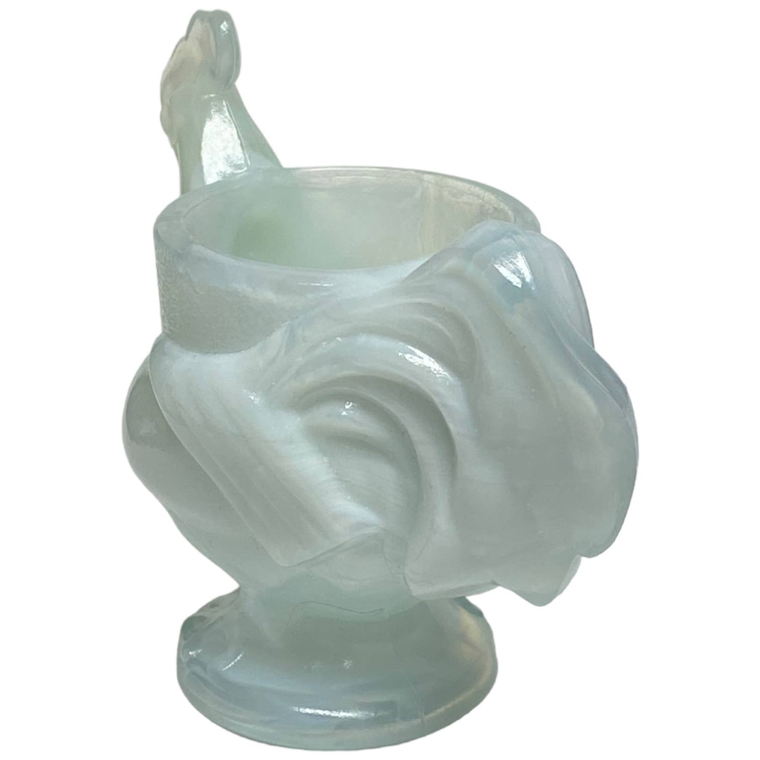 Boyds Glass XL Rooster Egg Cup Toothpick Holder 2000 Millennium White Vaseline