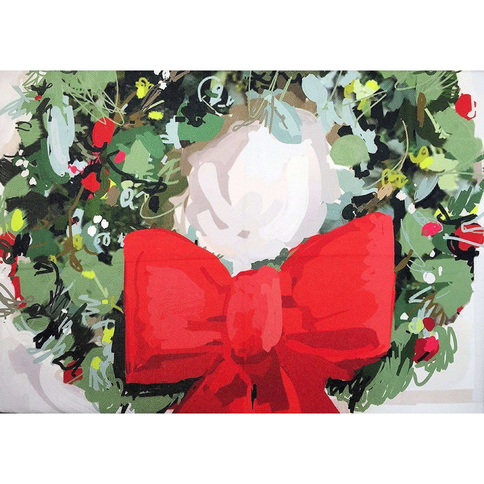 Christmas Wreath Throw Decorative White Red Green 50x60" NEW