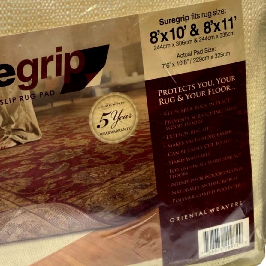 SureGrip Non Slip Rug Pad by Oriental Weavers Sure Grip Fits 8’ x 10’ & 8’ x 11’
