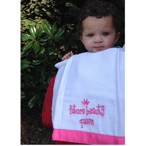 Lil Miss August Future Beauty Queen Baby Burp Bib Cloth Cotton Towel Set of 2