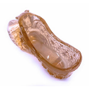 Boyd Crystal Art Glass Daisy Button Cat Slipper Shoe 1999 Rosie Pink VTG B285