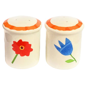 Poppy Tulip Salt Pepper Shaker Set Flower Large Ceramic Stove Table Top NEW 4648