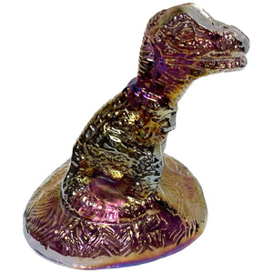 Boyds Art Glass Rex the Dinosaur 1995 Royal Plum Amethyst Carnival Vintage Boxed