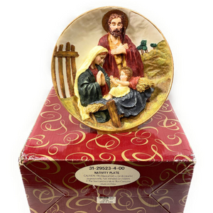 Vtg 3D Musical Nativity Plate Plays O Holy Night San Francisco Music Box Co L/N