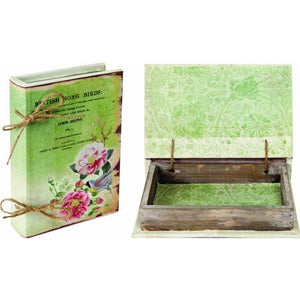 British Songbirds Book Box Trinket Desk Jewelry Flower Market Wood  New 5672