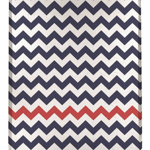 Chevron Flannel Throw 60" Blanket Decorative Nautical Stripe Red White Navy NEW