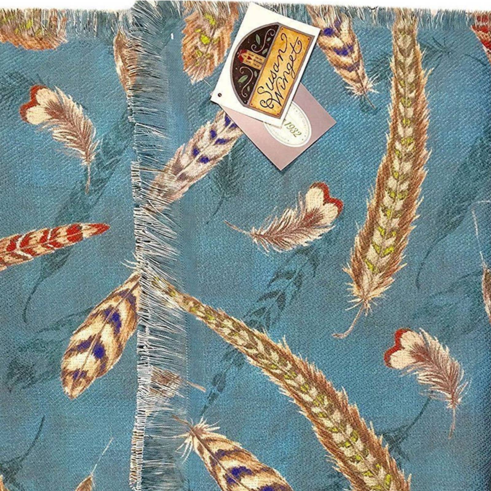 Susan Winget Pheasant Feathers Decorative Throw Blanket Print Blue 50x60" NEW