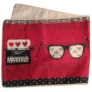 Love Table Runner Retro Hearts Dots Camera Sunglasses Red Ivory Black 13x36" NEW