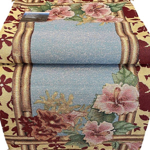 Hawaiian Amaryllis Table Runner Lined Tapestry Tropical Luau Hibiscus 36" NEW