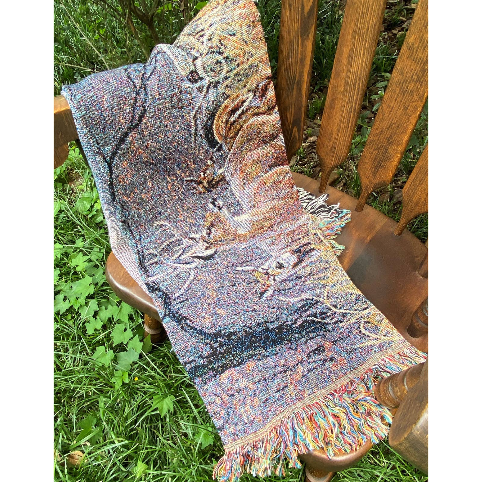 Deer Decorative Tapestry Throw Blanket Farm Country Cabin Barn Buck 50x60"  NEW