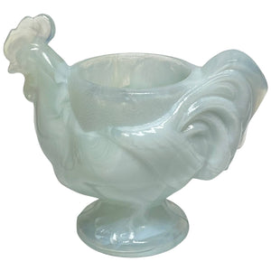Boyds Glass XL Rooster Egg Cup Toothpick Holder 2000 Millennium White Vaseline