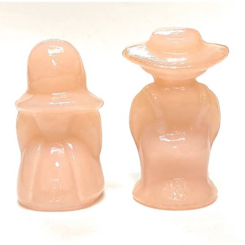 Boyd Art Glass Eli & Sarah Amish Children Figurine Couple 1999 Rosie Pink B399