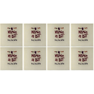 Wine A Bit You'll Feel Better Chateau Grapes Coasters  4x4" Set of 8 NEW