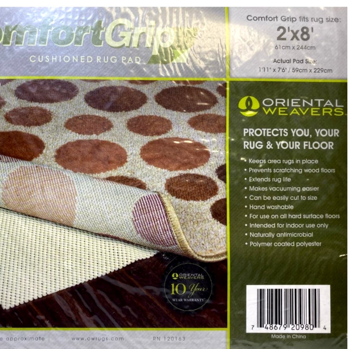 Non Slip Rug Pad Comfort Grip 2 X 8 Feet Pad for Any Hard Surface Floor NEW