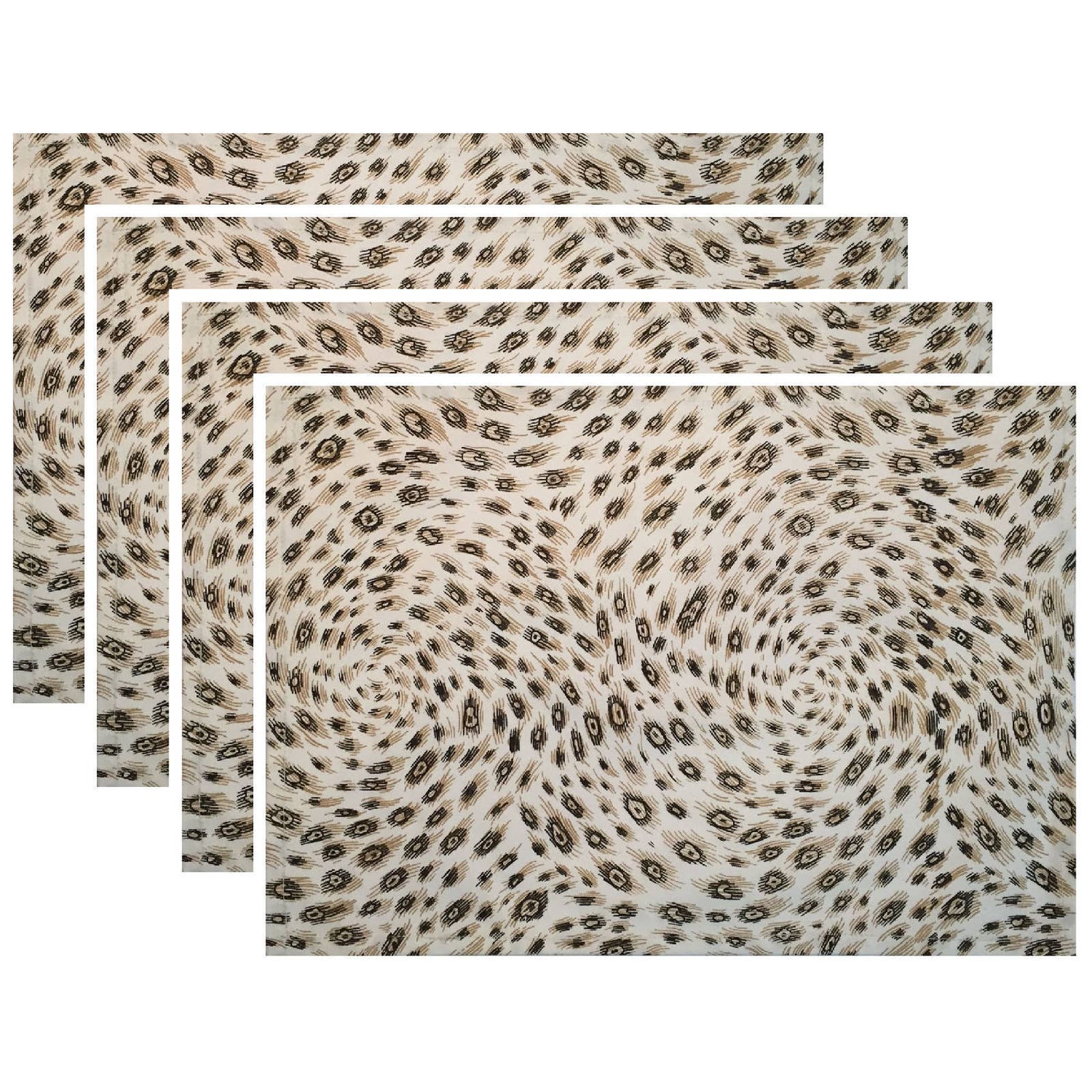 Set of 4 Leopard Print Placemats 100% Cotton Classic Retro Kitchen 13x19"  NEW
