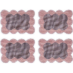 8 Pc Summers Edge Placemat Set Red White Scallop Stripe Check Reversible NEW