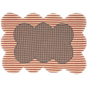 4 Pc Summers Edge Placemat Set Red White Country Picnic Scalloped Striped NEW