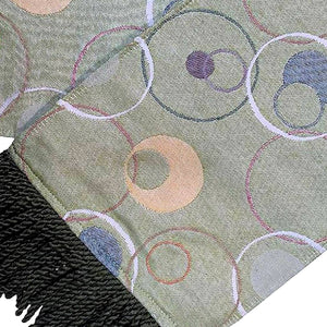 Open Circles Table Runner Tapestry Geometric Green Mid Century Modern 72" NEW