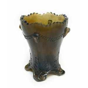 Boyd Art Glass 2000 Toffee Slag Colonial Drape Toothpick Holder Ring B153