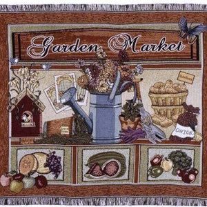 Garden Market Throw Blanket Decorative Tapestry Autumn Melon Apple Veggies NEW