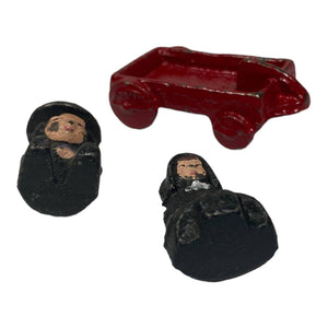 Vintage John Wright Cast Iron Amish Boy and Girl on Red Wagon 1997 Fig. A268
