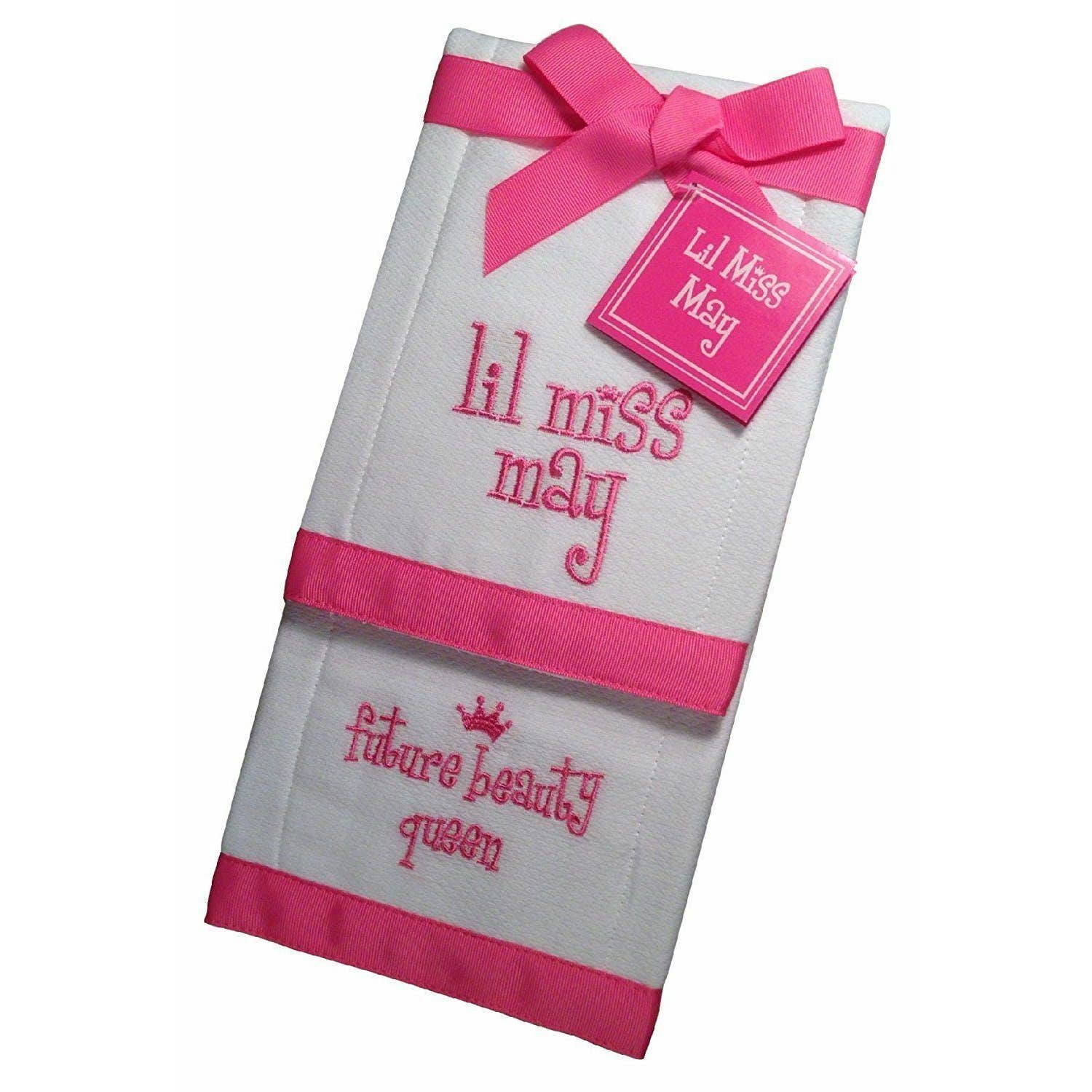 LIL Miss May Future Beauty Queen Baby Burp Bib Cloth Cotton Towel Set of 2