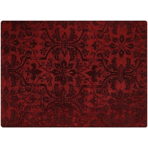 Set of 8  Cambridge Fleur de Lis Lined Tapestry Red Wine Reverse Placemat 18x13"